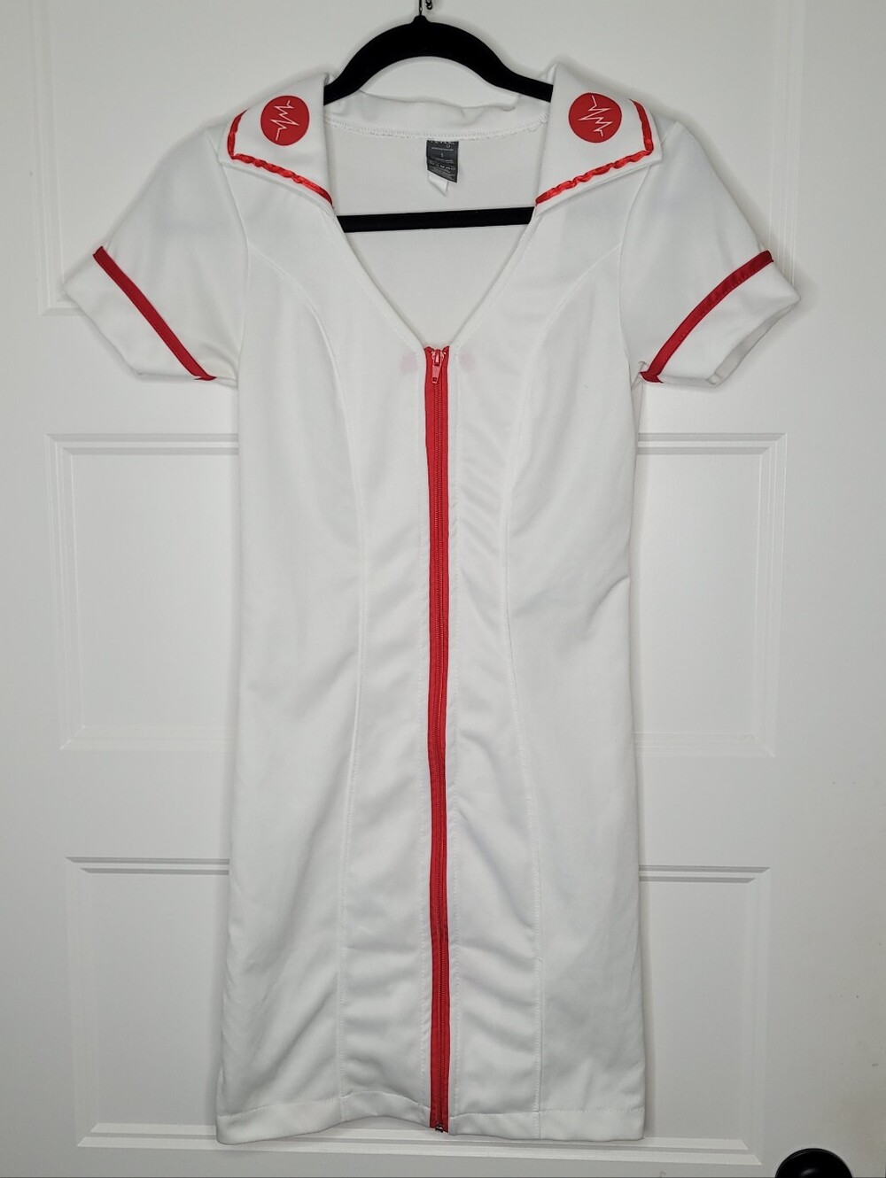 Fever Nurse Adult Halloween Costume in white with a red zipper Size S